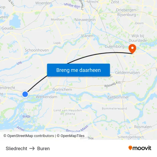 Sliedrecht to Buren map
