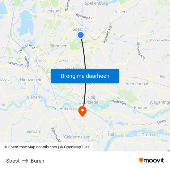 Soest to Buren map