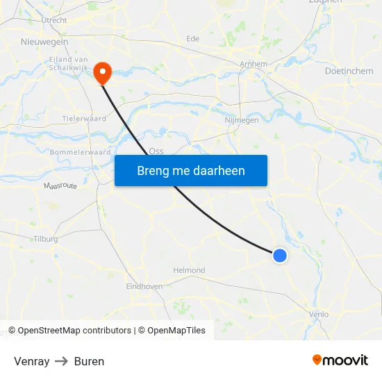 Venray to Buren map