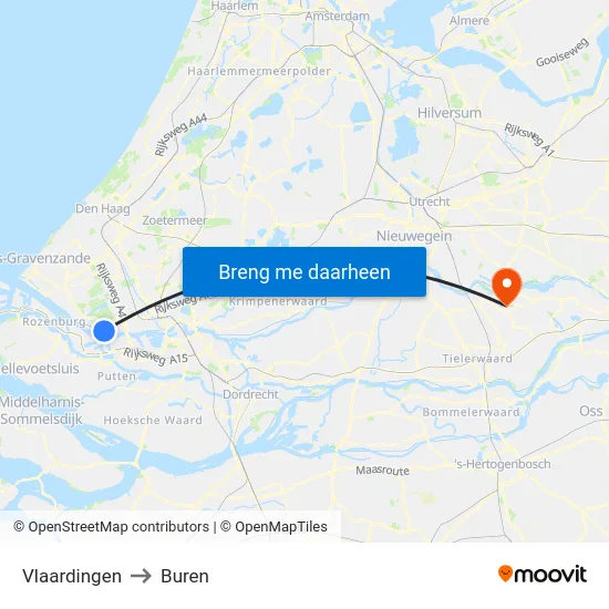 Vlaardingen to Buren map