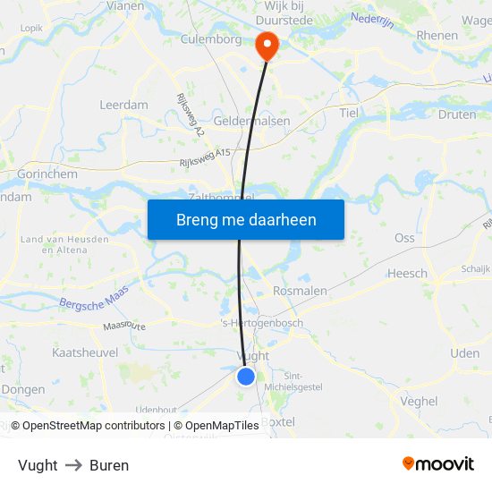 Vught to Buren map