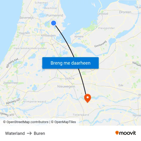 Waterland to Buren map