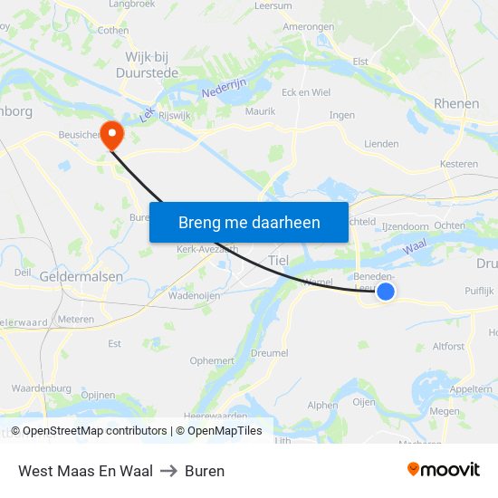 West Maas En Waal to Buren map