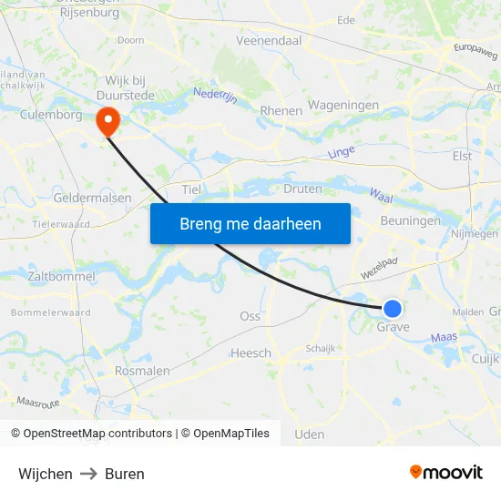 Wijchen to Buren map