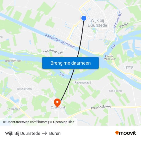 Wijk Bij Duurstede to Buren map