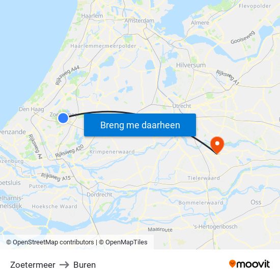 Zoetermeer to Buren map