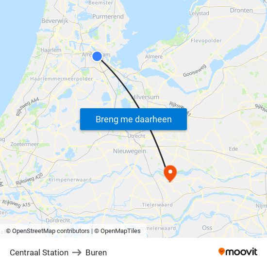 Centraal Station to Buren map