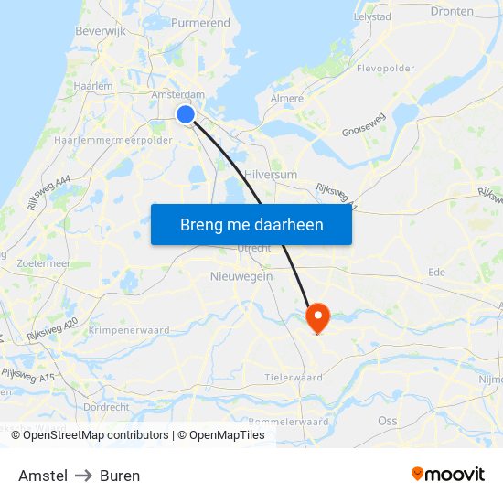 Amstel to Buren map