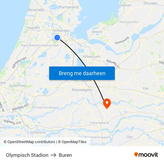 Olympisch Stadion to Buren map