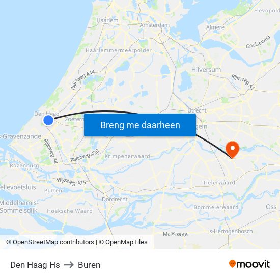 Den Haag Hs to Buren map