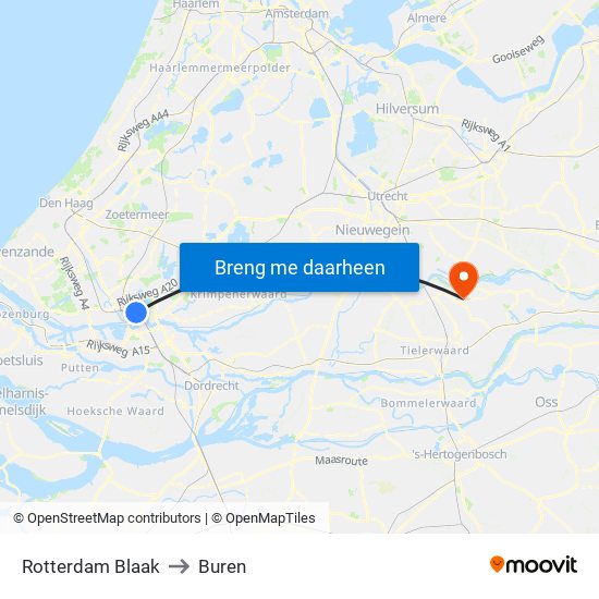 Rotterdam Blaak to Buren map
