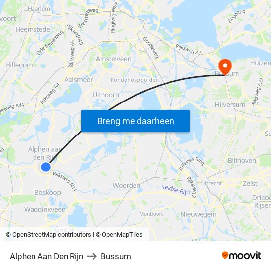 Alphen Aan Den Rijn to Bussum map