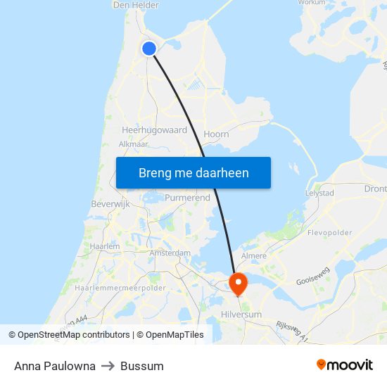 Anna Paulowna to Bussum map