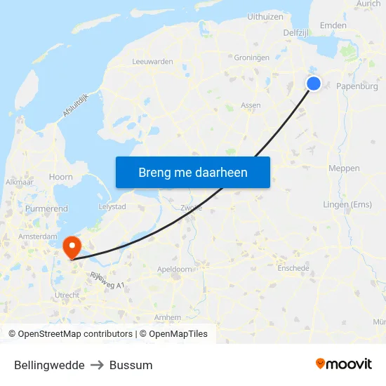 Bellingwedde to Bussum map