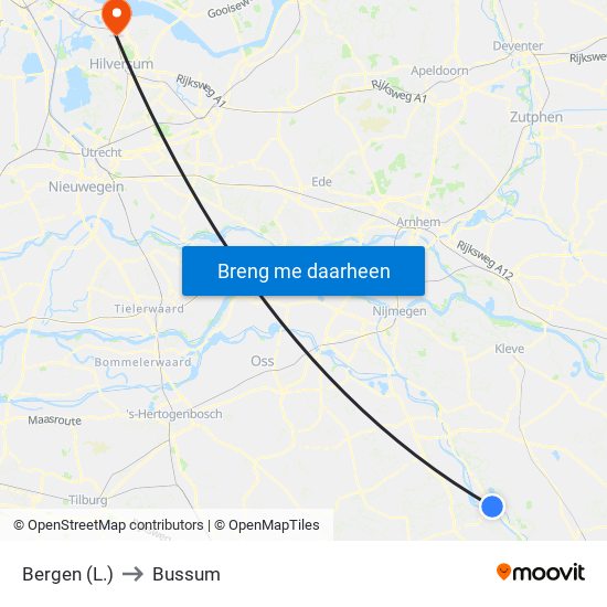 Bergen (L.) to Bussum map