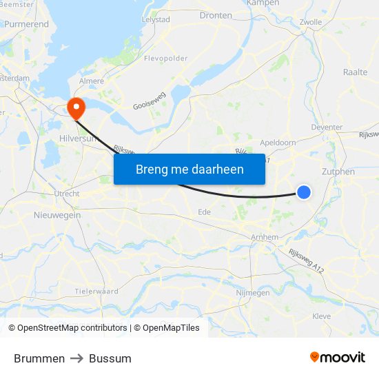 Brummen to Bussum map