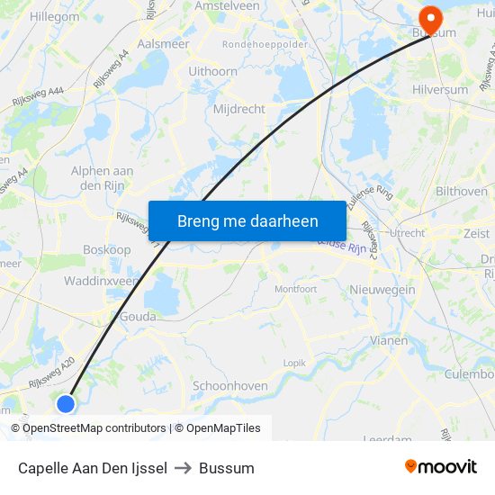 Capelle Aan Den Ijssel to Bussum map