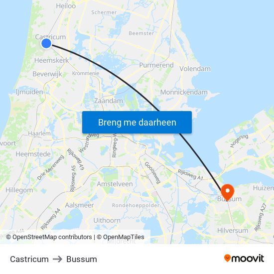 Castricum to Bussum map