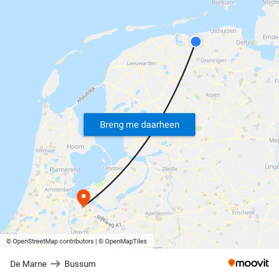 De Marne to Bussum map