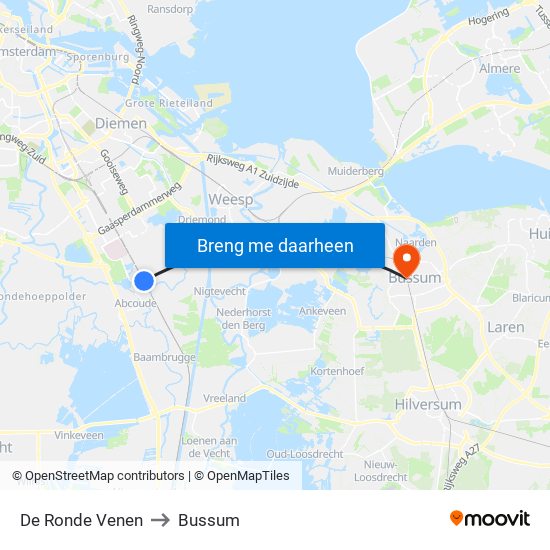 De Ronde Venen to Bussum map