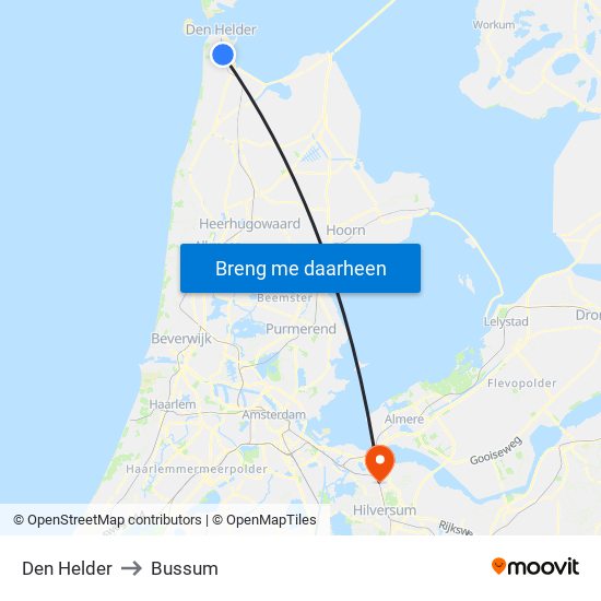Den Helder to Bussum map