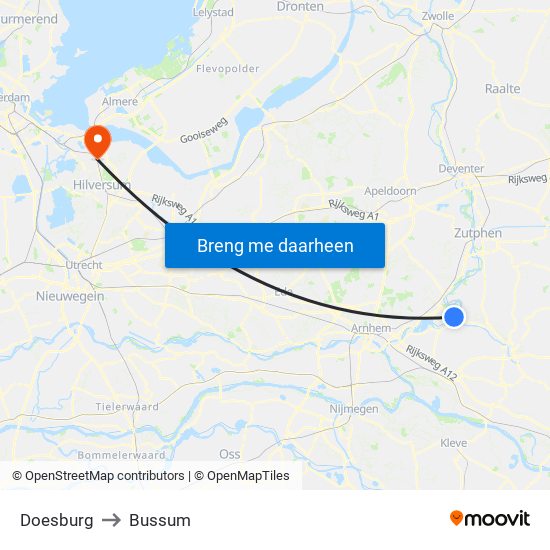 Doesburg to Bussum map