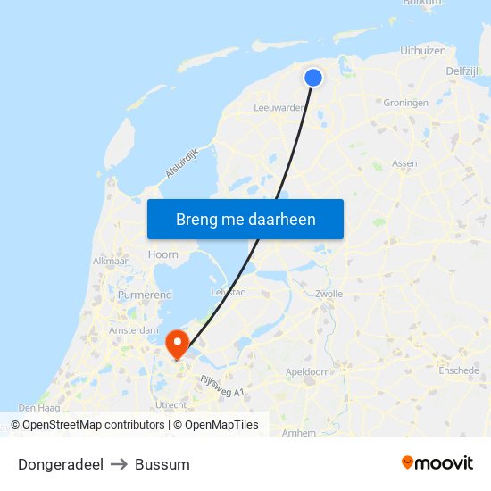 Dongeradeel to Bussum map