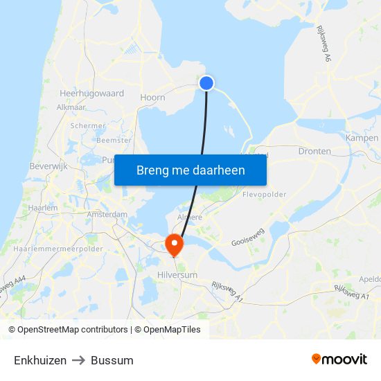 Enkhuizen to Bussum map