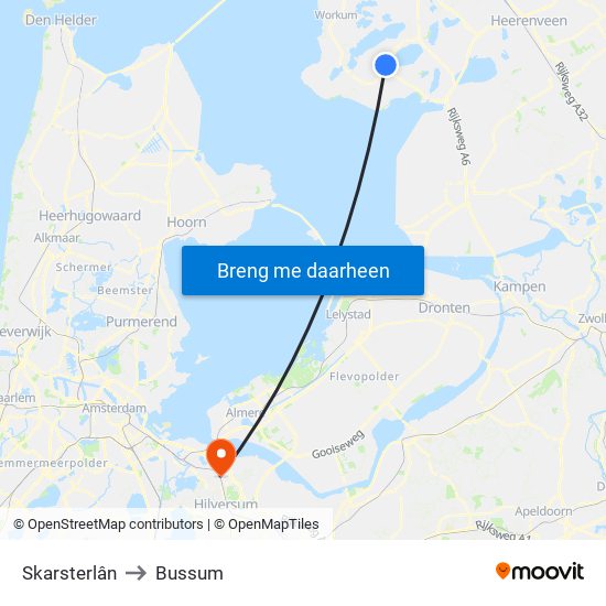 Skarsterlân to Bussum map