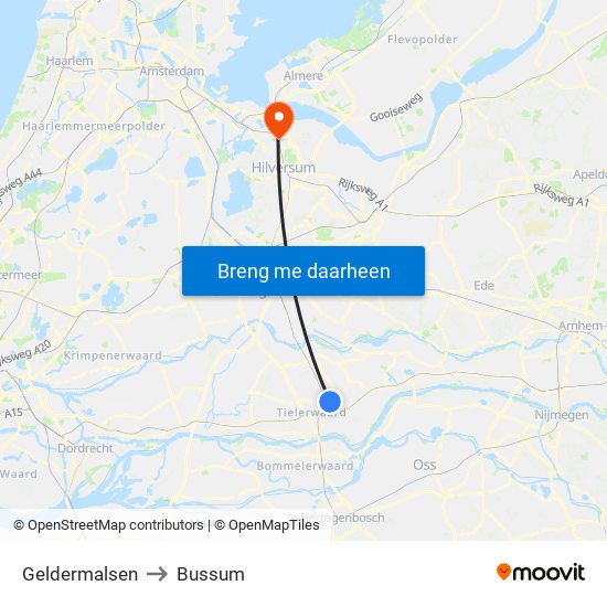 Geldermalsen to Bussum map