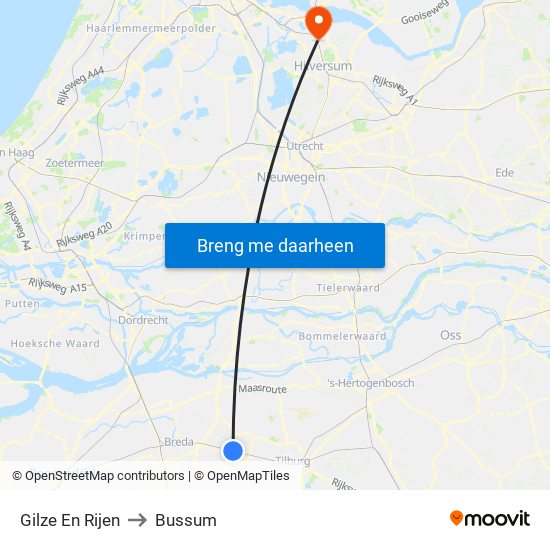 Gilze En Rijen to Bussum map