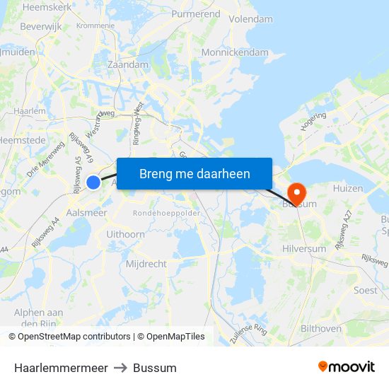 Haarlemmermeer to Bussum map