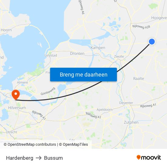Hardenberg to Bussum map