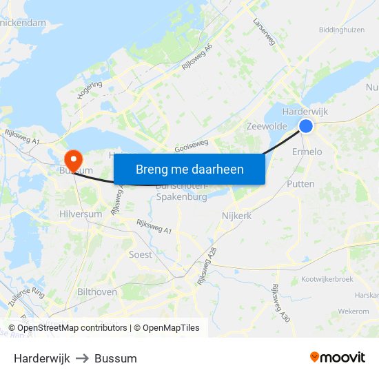 Harderwijk to Bussum map