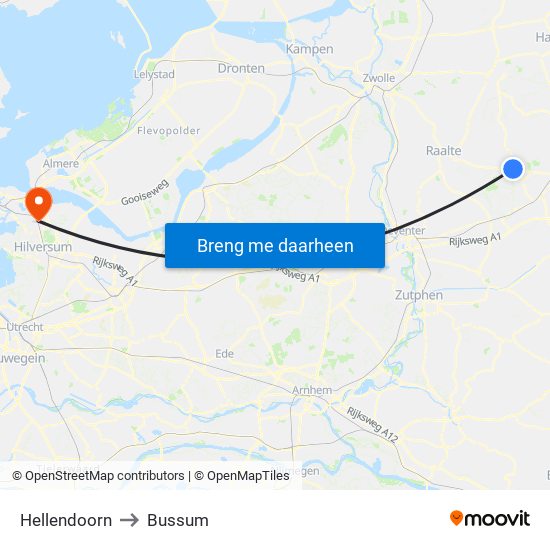 Hellendoorn to Bussum map