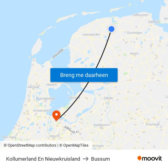 Kollumerland En Nieuwkruisland to Bussum map