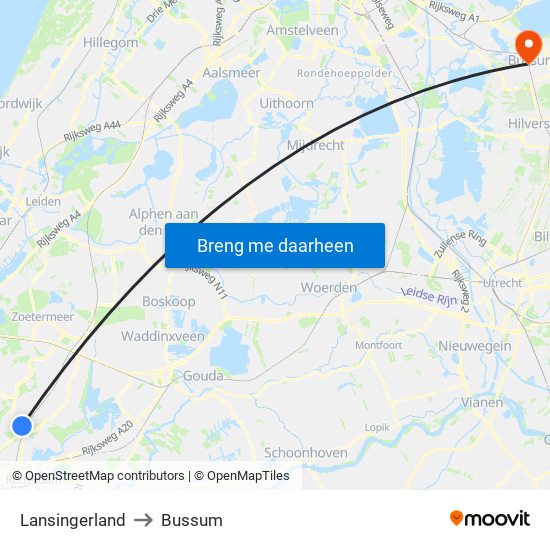 Lansingerland to Bussum map