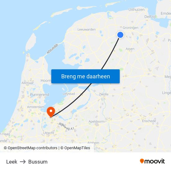 Leek to Bussum map