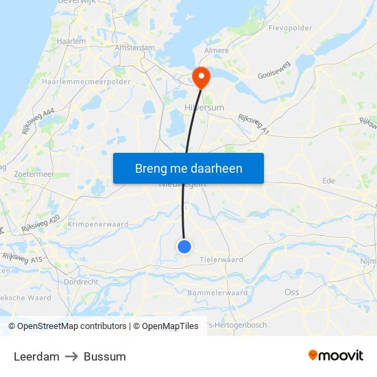 Leerdam to Bussum map