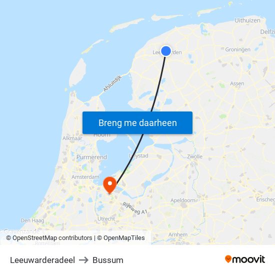 Leeuwarderadeel to Bussum map