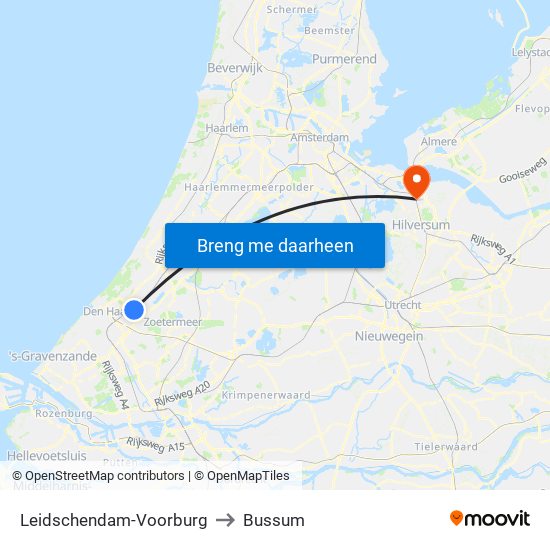 Leidschendam-Voorburg to Bussum map