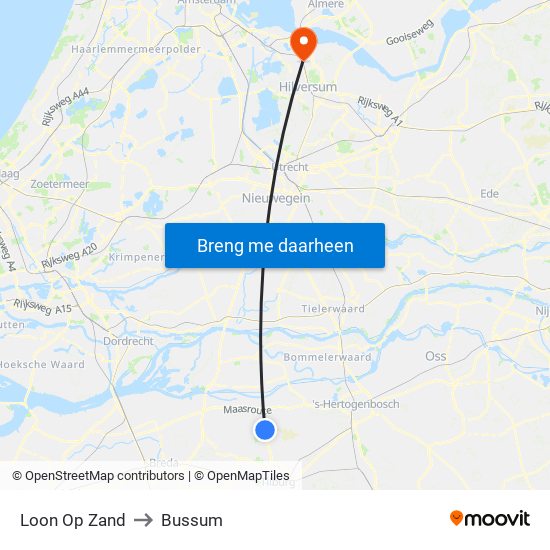 Loon Op Zand to Bussum map