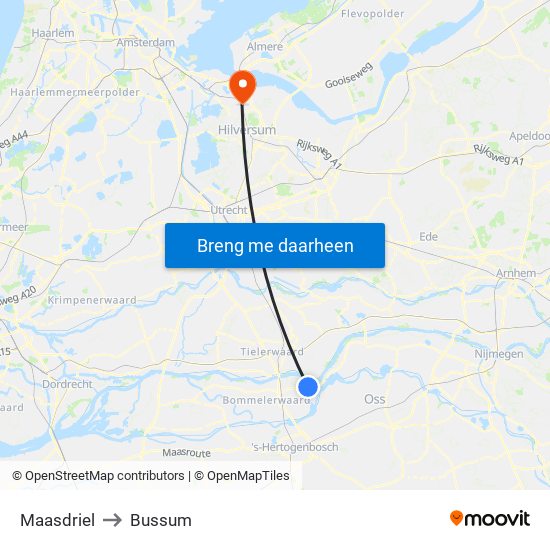 Maasdriel to Bussum map