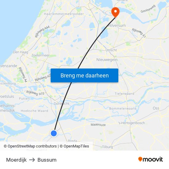 Moerdijk to Bussum map