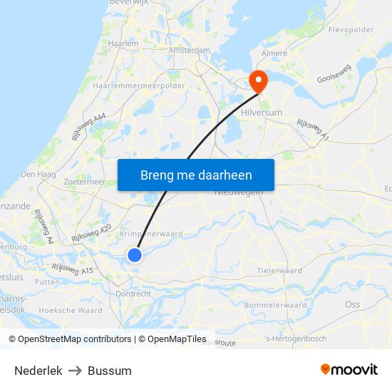 Nederlek to Bussum map