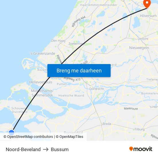 Noord-Beveland to Bussum map