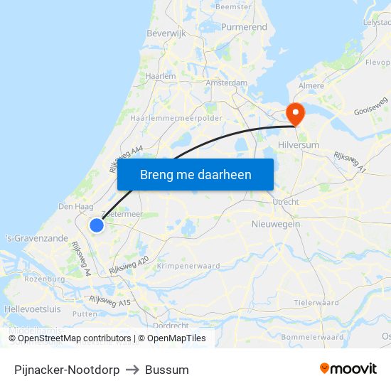 Pijnacker-Nootdorp to Bussum map