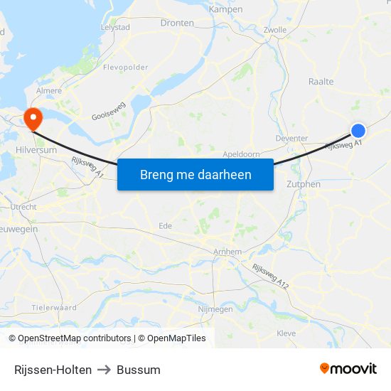 Rijssen-Holten to Bussum map