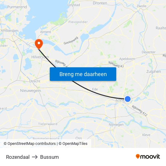 Rozendaal to Bussum map