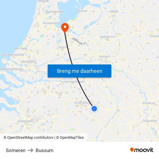 Someren to Bussum map